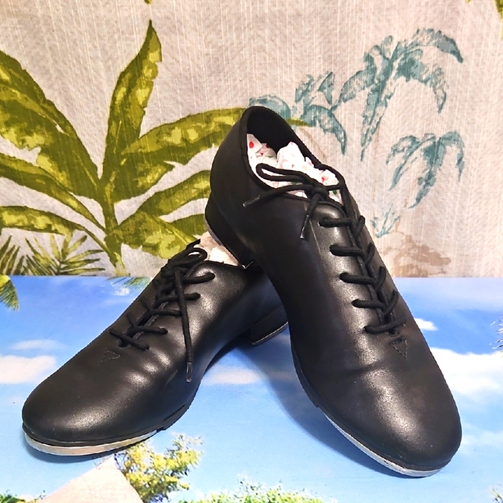 SO DANCA Tap Jazz leather Black Shoes M 6L Tie